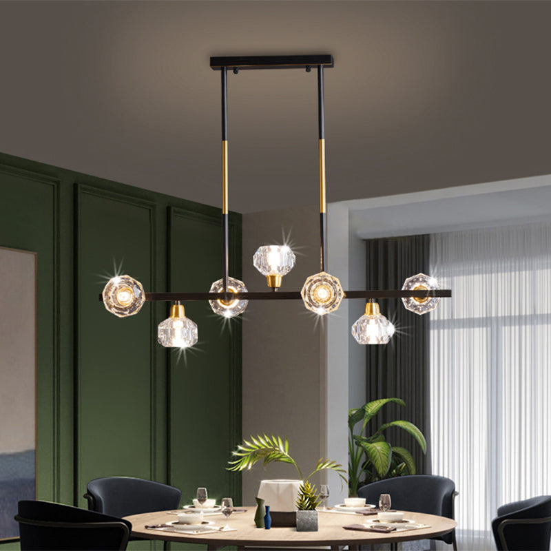 Mini Globe Crystal Chandelier Modern Style Black Finish Pendant Light for Living Room Clearhalo 'Ceiling Lights' 'Chandeliers' 'Modern Chandeliers' 'Modern' Lighting' 2546884
