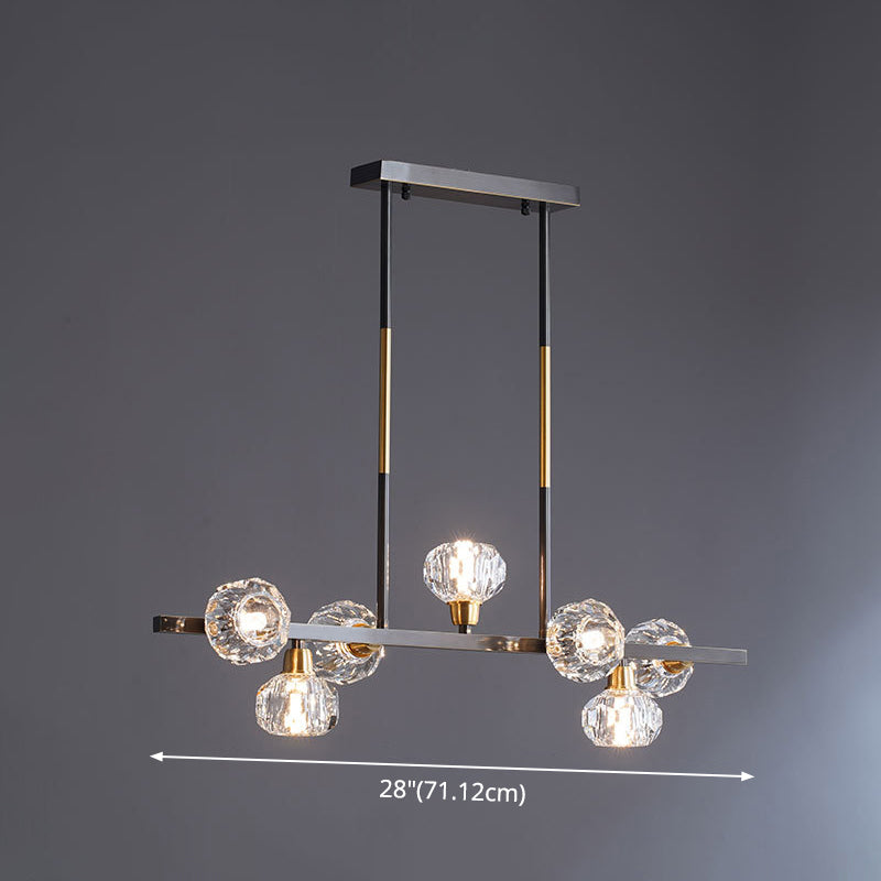 Mini Globe Crystal Chandelier Modern Style Black Finish Pendant Light for Living Room Clearhalo 'Ceiling Lights' 'Chandeliers' 'Modern Chandeliers' 'Modern' Lighting' 2546885