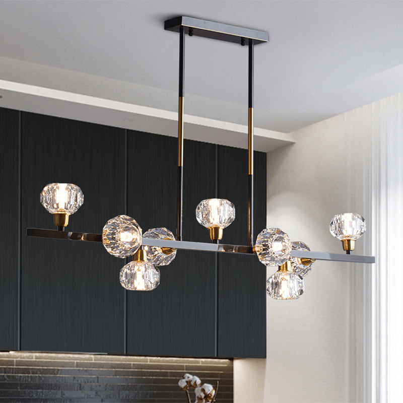 Mini Globe Crystal Chandelier Modern Style Black Finish Pendant Light for Living Room Clearhalo 'Ceiling Lights' 'Chandeliers' 'Modern Chandeliers' 'Modern' Lighting' 2546886