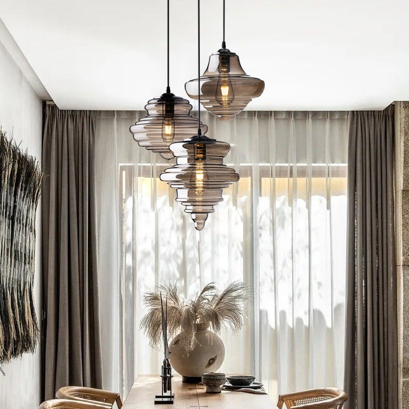 Pendant Modern Glass Spool Pendant Lighting for Dining Room Table Clearhalo 'Ceiling Lights' 'Glass shade' 'Glass' 'Modern Pendants' 'Modern' 'Pendant Lights' 'Pendants' Lighting' 2548950