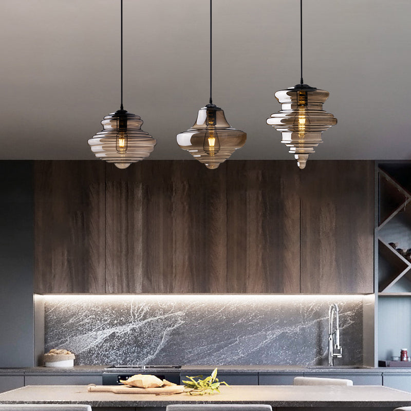 Pendant Modern Glass Spool Pendant Lighting for Dining Room Table Clearhalo 'Ceiling Lights' 'Glass shade' 'Glass' 'Modern Pendants' 'Modern' 'Pendant Lights' 'Pendants' Lighting' 2548953