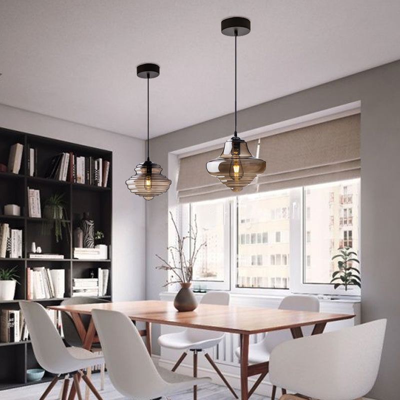 Pendant Modern Glass Spool Pendant Lighting for Dining Room Table Clearhalo 'Ceiling Lights' 'Glass shade' 'Glass' 'Modern Pendants' 'Modern' 'Pendant Lights' 'Pendants' Lighting' 2548954