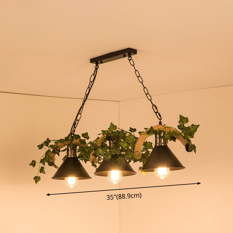 Black Hanging Island Light Industrial Retro Metal Pendant Light Clearhalo 'Ceiling Lights' 'Island Lights' Lighting' 2549101