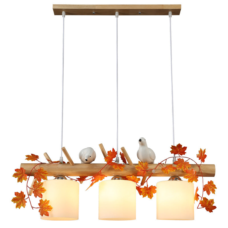 Wood Island Light Modern Natural Wood Linear Island Lighting for Restaurant Clearhalo 'Ceiling Lights' 'Island Lights' Lighting' 2549121