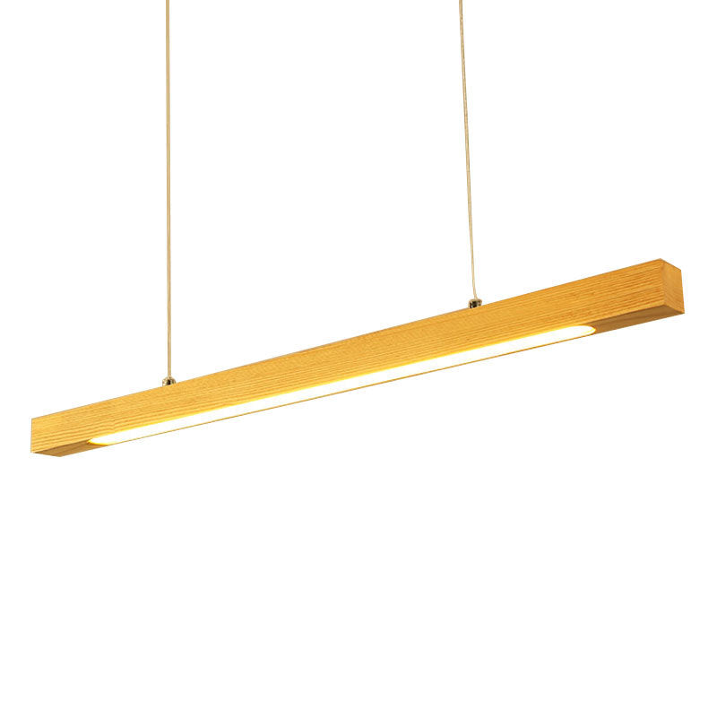 Simple Linear Island Pendant Light Wood Hanging Lamp in Natural Wood Clearhalo 'Ceiling Lights' 'Island Lights' Lighting' 2549157