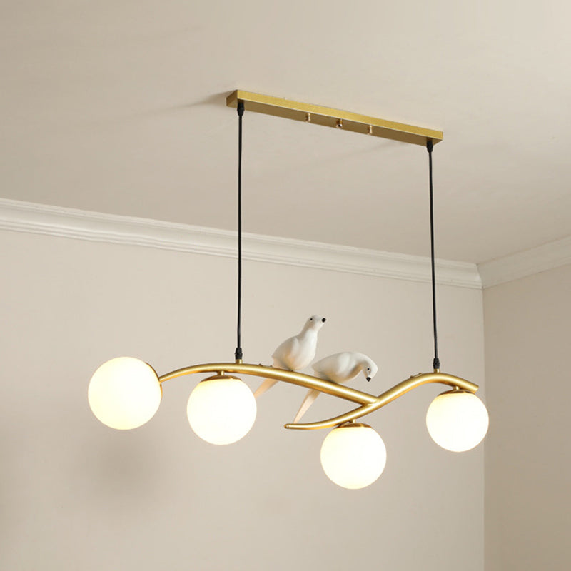 Island Pendant Light Modern Milk Frosted Glass Lampshade Island Pendant for Dining Room Gold Clearhalo 'Ceiling Lights' 'Island Lights' Lighting' 2549180