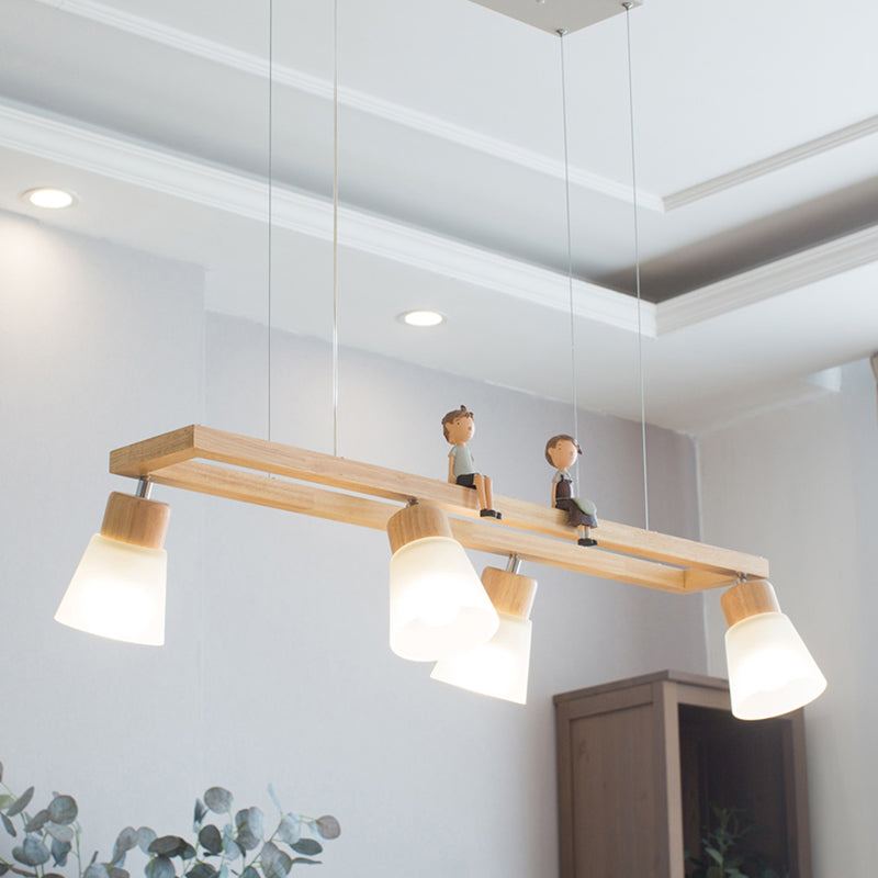 Rectangle Island Pendant Modern Wood Pendant Lighting in Natural Wood Clearhalo 'Ceiling Lights' 'Island Lights' Lighting' 2549188