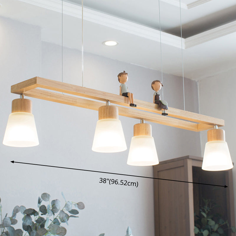 Rectangle Island Pendant Modern Wood Pendant Lighting in Natural Wood Clearhalo 'Ceiling Lights' 'Island Lights' Lighting' 2549200