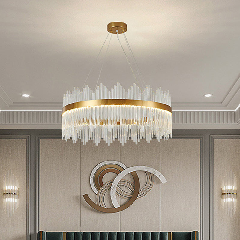 Modern Drum Chandelier Glass Crystal Pendant Ceiling Lights with Adjustable Hanging Cord for Living Room Clearhalo 'Ceiling Lights' 'Chandeliers' 'Modern Chandeliers' 'Modern' Lighting' 2552358