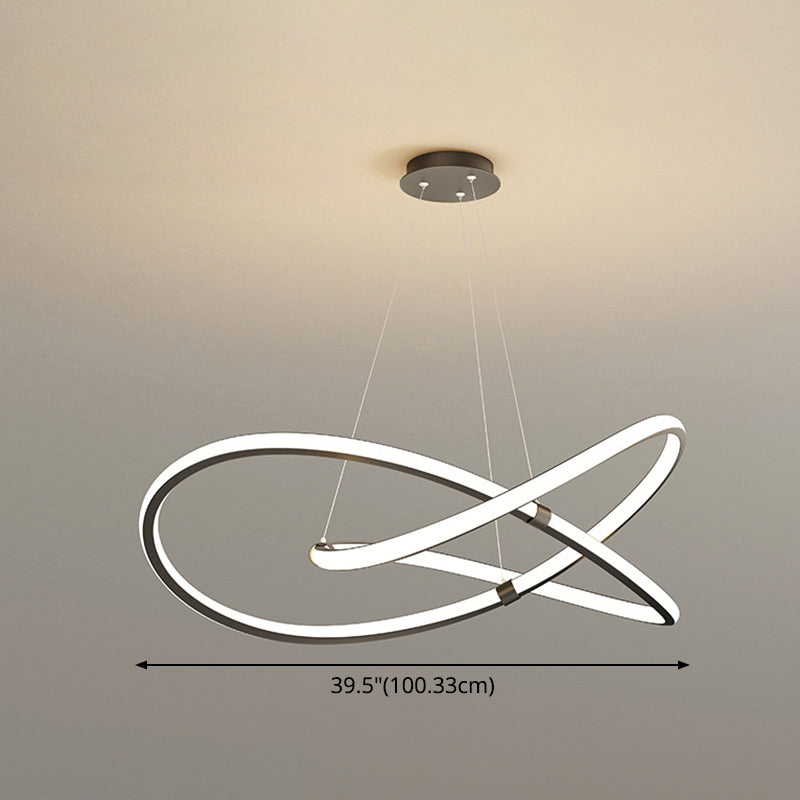 Ultra-modern Twist Chandelier Metal Pendant Light with Round Canopy for Living Room Clearhalo 'Ceiling Lights' 'Chandeliers' 'Modern Chandeliers' 'Modern' Lighting' 2552575