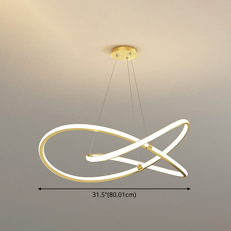 Ultra-modern Twist Chandelier Metal Pendant Light with Round Canopy for Living Room Clearhalo 'Ceiling Lights' 'Chandeliers' 'Modern Chandeliers' 'Modern' Lighting' 2552578
