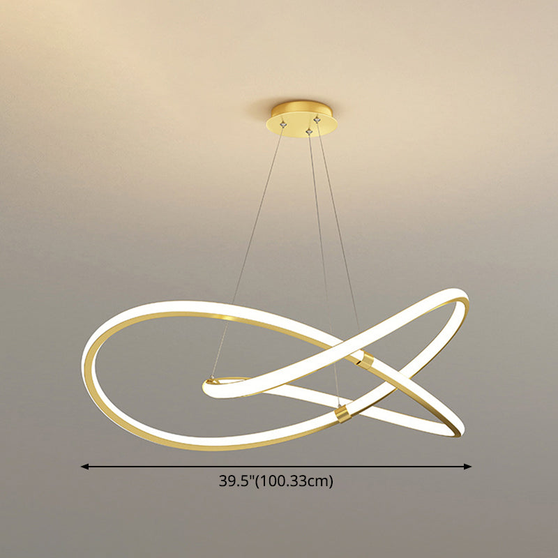 Ultra-modern Twist Chandelier Metal Pendant Light with Round Canopy for Living Room Clearhalo 'Ceiling Lights' 'Chandeliers' 'Modern Chandeliers' 'Modern' Lighting' 2552580