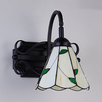 Tiffany Wall Mount Fixture Stained Glass 1 Light Colorful Wall Sconce in Beige/Blue/Blue-White/White for Dining Room Clearhalo 'Industrial' 'Middle century wall lights' 'Tiffany wall lights' 'Tiffany' 'Wall Lamps & Sconces' 'Wall Lights' Lighting' 25526