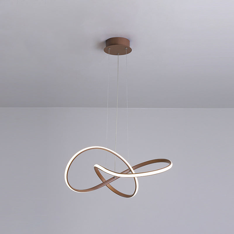 Ultra-modern Twisted Chandelier Lighting Metal Simplicity Hanging Chandelier for Living Room Coffee Remote Control Stepless Dimming Clearhalo 'Ceiling Lights' 'Chandeliers' 'Modern Chandeliers' 'Modern' Lighting' 2552620