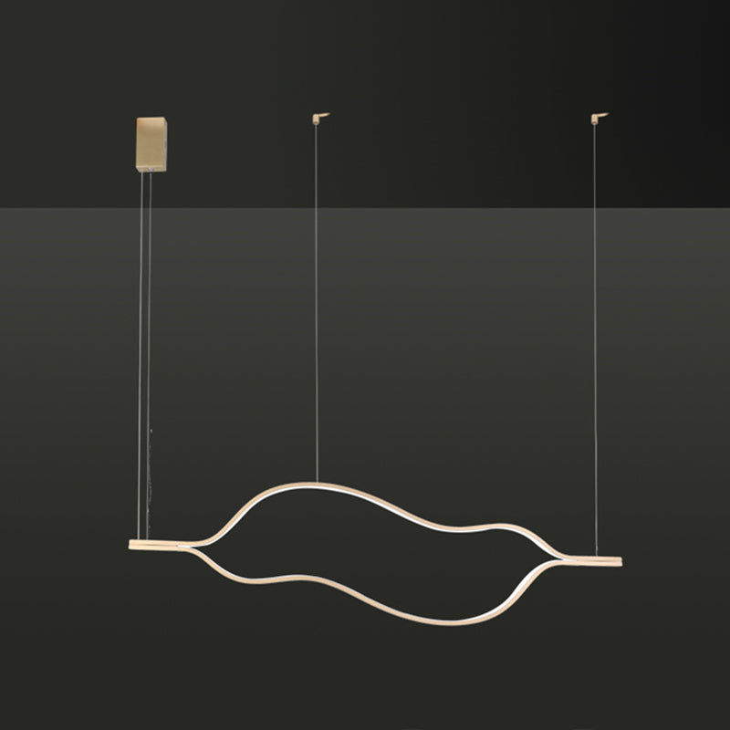 Modern Waving Chandelier Light Fixture Metal Hanging Pendant Lights for Living Room Gold Clearhalo 'Ceiling Lights' 'Chandeliers' 'Modern Chandeliers' 'Modern' Lighting' 2552624