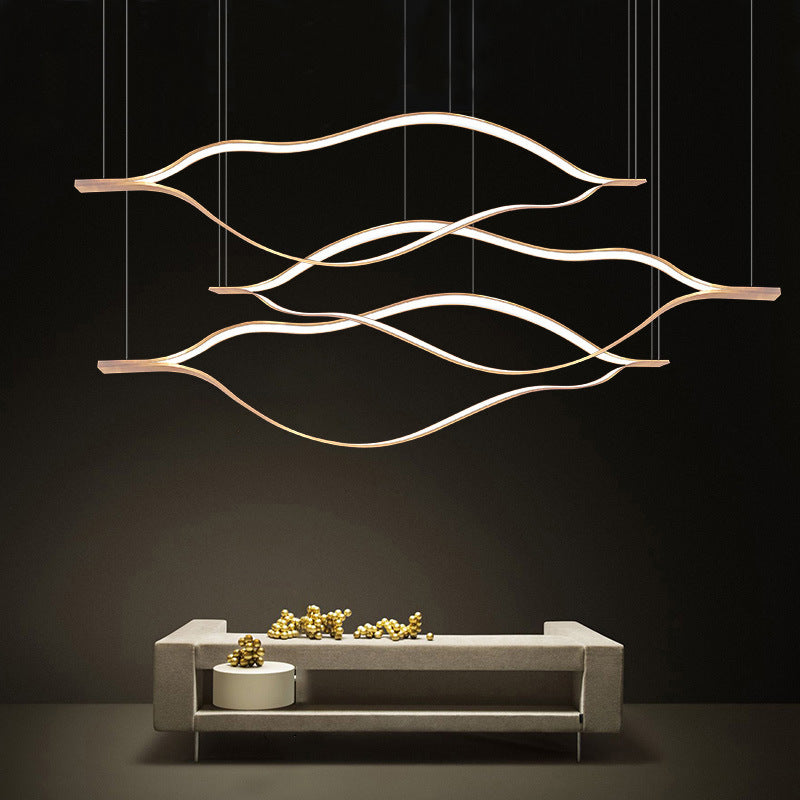Modern Waving Chandelier Light Fixture Metal Hanging Pendant Lights for Living Room Clearhalo 'Ceiling Lights' 'Chandeliers' 'Modern Chandeliers' 'Modern' Lighting' 2552625