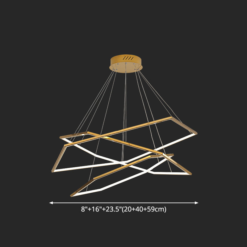 Ultra-modern Geometric Chandelier Metallic Suspended Lighting Fixture for Living Room Clearhalo 'Ceiling Lights' 'Chandeliers' 'Modern Chandeliers' 'Modern' Lighting' 2552644