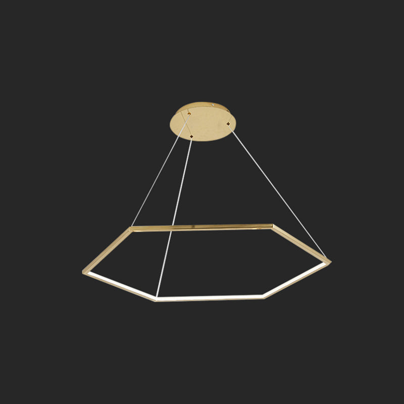 Ultra-modern Geometric Chandelier Metallic Suspended Lighting Fixture for Living Room Gold 16" Clearhalo 'Ceiling Lights' 'Chandeliers' 'Modern Chandeliers' 'Modern' Lighting' 2552645