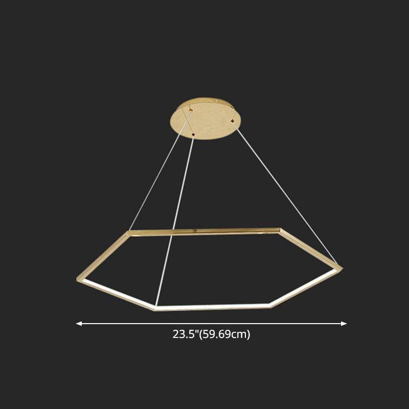 Ultra-modern Geometric Chandelier Metallic Suspended Lighting Fixture for Living Room Clearhalo 'Ceiling Lights' 'Chandeliers' 'Modern Chandeliers' 'Modern' Lighting' 2552657