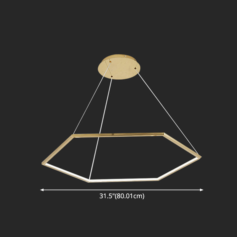 Ultra-modern Geometric Chandelier Metallic Suspended Lighting Fixture for Living Room Clearhalo 'Ceiling Lights' 'Chandeliers' 'Modern Chandeliers' 'Modern' Lighting' 2552659