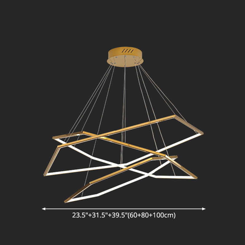 Ultra-modern Geometric Chandelier Metallic Suspended Lighting Fixture for Living Room Clearhalo 'Ceiling Lights' 'Chandeliers' 'Modern Chandeliers' 'Modern' Lighting' 2552667