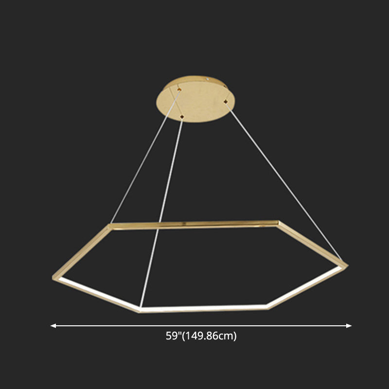 Ultra-modern Geometric Chandelier Metallic Suspended Lighting Fixture for Living Room Clearhalo 'Ceiling Lights' 'Chandeliers' 'Modern Chandeliers' 'Modern' Lighting' 2552668