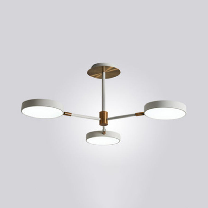 Ultra-modern Rotating Chandelier Light Fixtures Metallic Hanging Ceiling Light for Living Room 3 White Clearhalo 'Ceiling Lights' 'Chandeliers' 'Modern Chandeliers' 'Modern' Lighting' 2552677