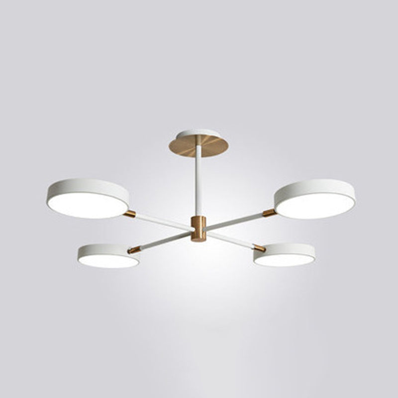 Ultra-modern Rotating Chandelier Light Fixtures Metallic Hanging Ceiling Light for Living Room 4 White Clearhalo 'Ceiling Lights' 'Chandeliers' 'Modern Chandeliers' 'Modern' Lighting' 2552686
