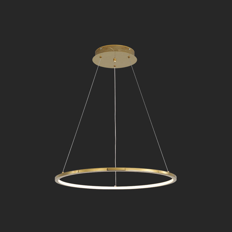 Contemporary Orbicular Chandelier Lamp Metallic Simplicity Hanging Lamp Kit for Living Room Gold 8" Clearhalo 'Ceiling Lights' 'Chandeliers' 'Modern Chandeliers' 'Modern' Lighting' 2552708