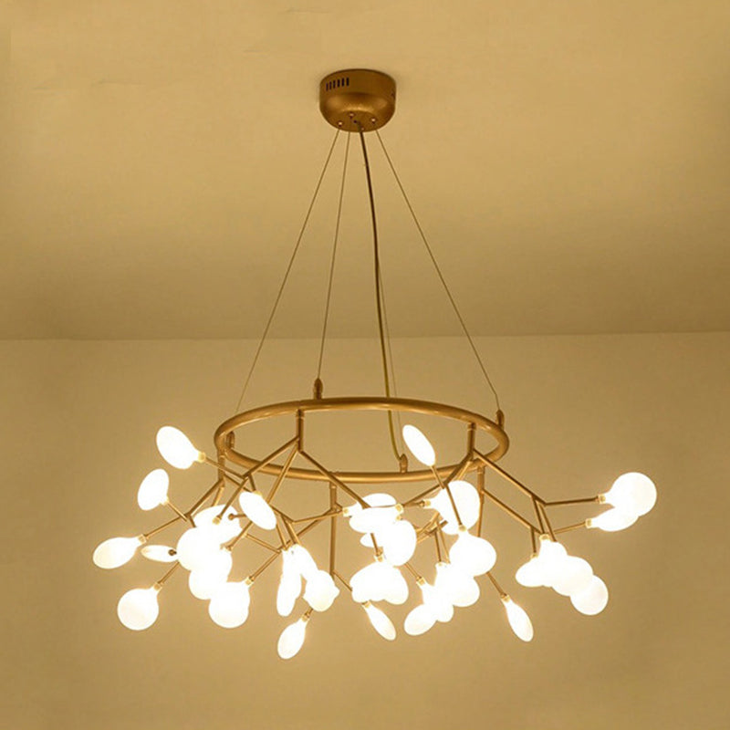 Gold Orbicular Ceiling Pendant Light Modern Style LED Acrylic Chandelier Lighting with Firefly Shade 45 Gold Clearhalo 'Ceiling Lights' 'Chandeliers' 'Modern Chandeliers' 'Modern' Lighting' 2552844