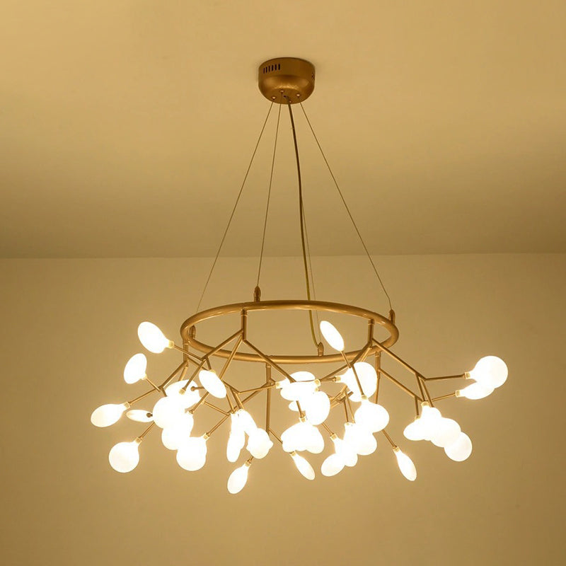 Gold Orbicular Ceiling Pendant Light Modern Style LED Acrylic Chandelier Lighting with Firefly Shade 36 Gold Clearhalo 'Ceiling Lights' 'Chandeliers' 'Modern Chandeliers' 'Modern' Lighting' 2552846
