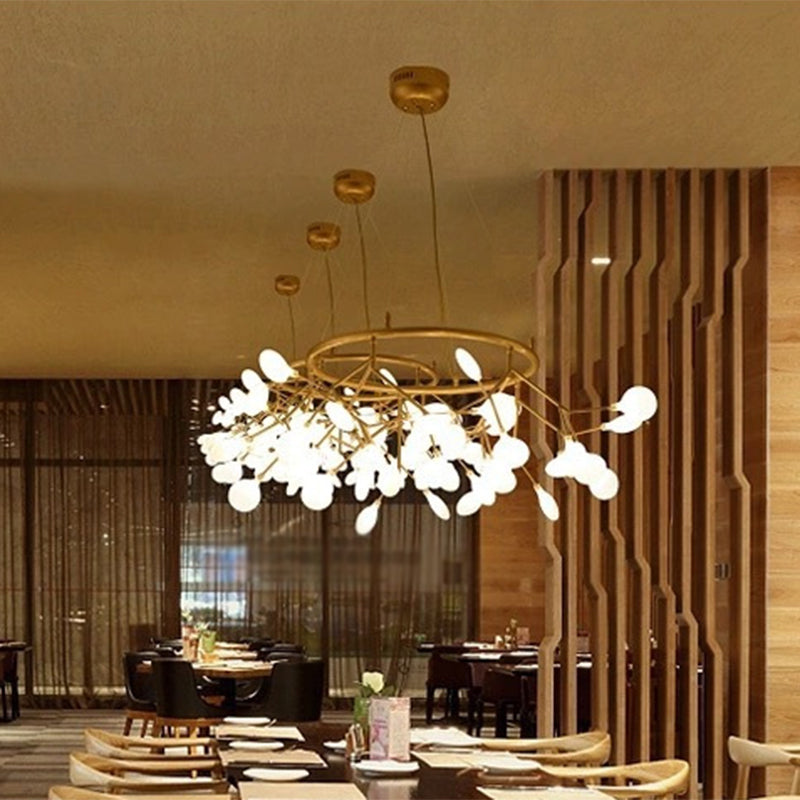 Gold Orbicular Ceiling Pendant Light Modern Style LED Acrylic Chandelier Lighting with Firefly Shade Clearhalo 'Ceiling Lights' 'Chandeliers' 'Modern Chandeliers' 'Modern' Lighting' 2552847
