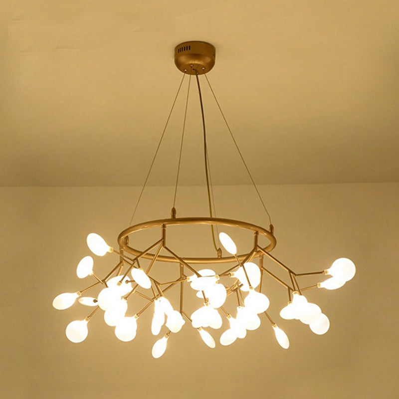 Gold Orbicular Ceiling Pendant Light Modern Style LED Acrylic Chandelier Lighting with Firefly Shade Clearhalo 'Ceiling Lights' 'Chandeliers' 'Modern Chandeliers' 'Modern' Lighting' 2552848