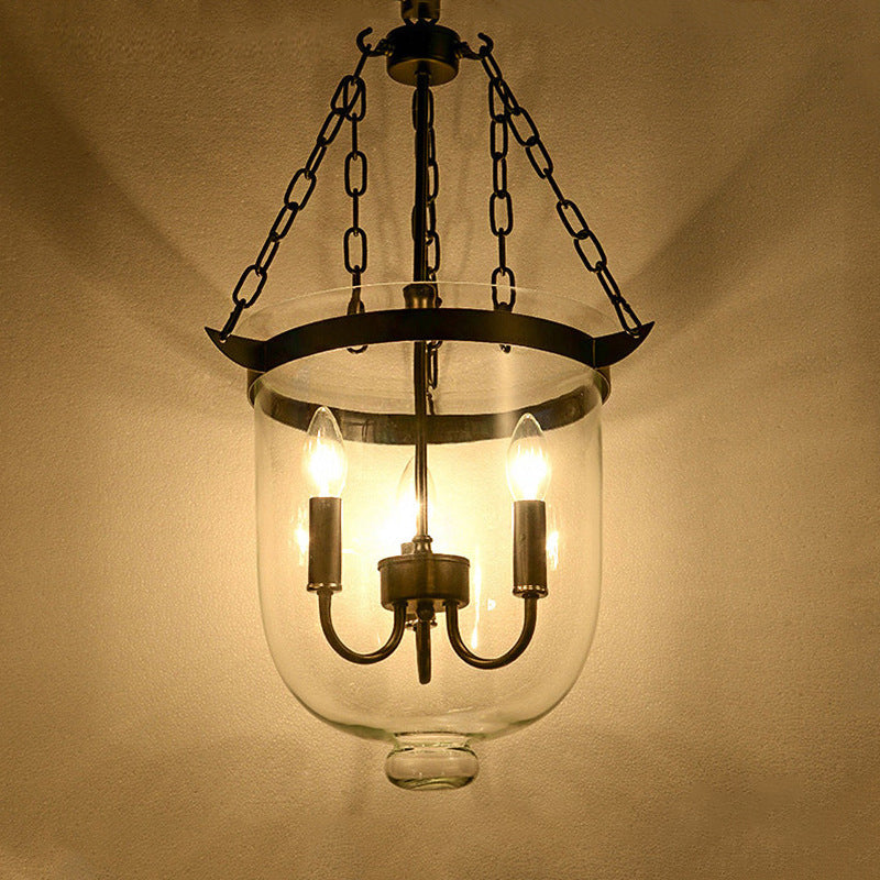 Black Bucket Chandelier Light Fixture Industrial Style Glass Dining Room Pendant Lighting Clearhalo 'Ceiling Lights' 'Chandeliers' 'Glass shade' 'Glass' 'Industrial Chandeliers' 'Industrial' 'Middle Century Chandeliers' 'Pendant Lights' 'Tiffany' Lighting' 2552869