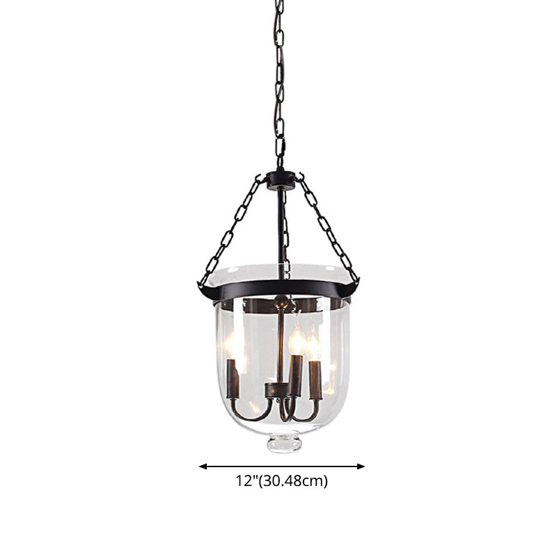 Black Bucket Chandelier Light Fixture Industrial Style Glass Dining Room Pendant Lighting Clearhalo 'Ceiling Lights' 'Chandeliers' 'Glass shade' 'Glass' 'Industrial Chandeliers' 'Industrial' 'Middle Century Chandeliers' 'Pendant Lights' 'Tiffany' Lighting' 2552875
