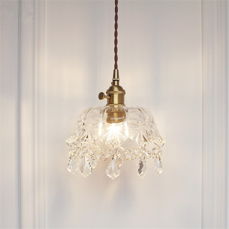 Bowl Pendant Ceiling Light Modern Style Crystal Aisle Ceiling Suspension Lamp in Gold Clearhalo 'Ceiling Lights' 'Glass shade' 'Glass' 'Modern Pendants' 'Modern' 'Pendant Lights' 'Pendants' Lighting' 2552879