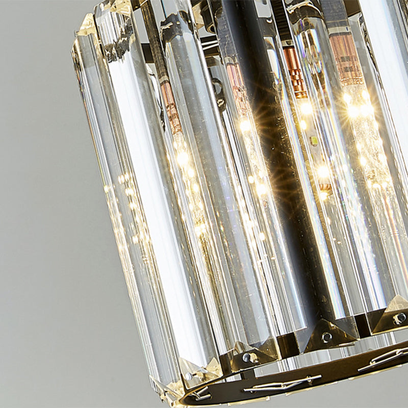 Modern Pendant Lighting Fixture Black Cylindrical Suspension Light with Crystal Shade Clearhalo 'Art Deco Pendants' 'Cast Iron' 'Ceiling Lights' 'Ceramic' 'Crystal' 'Industrial Pendants' 'Industrial' 'Metal' 'Middle Century Pendants' 'Modern Pendants' 'Modern' 'Pendant Lights' 'Pendants' 'Tiffany' Lighting' 2552895