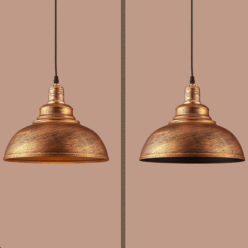 Vintage Bowl Pendant Lighting Fixture Metal Hanging Ceiling Light with Painted Shade Clearhalo 'Art Deco Pendants' 'Black' 'Cast Iron' 'Ceiling Lights' 'Ceramic' 'Crystal' 'Industrial Pendants' 'Industrial' 'Metal' 'Middle Century Pendants' 'Pendant Lights' 'Pendants' 'Rustic Pendants' 'Tiffany' Lighting' 2552935