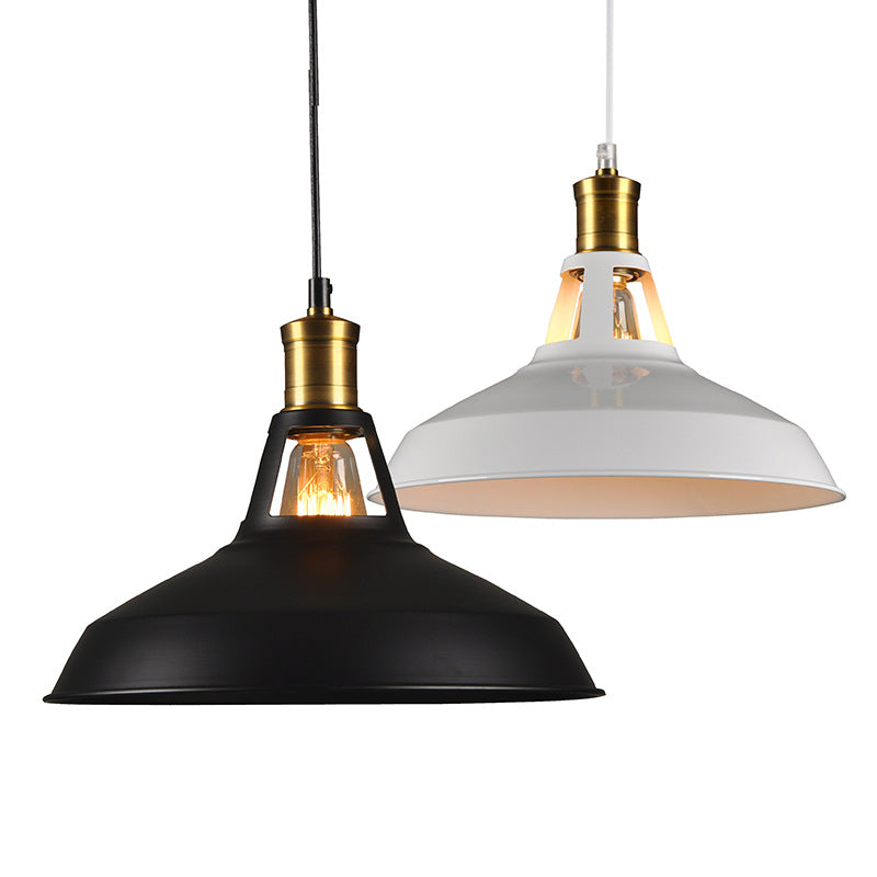Shaded Restaurant Pendant Lighting Fixture Industrial Style Metal Hanging Light Kit Clearhalo 'Art Deco Pendants' 'Black' 'Cast Iron' 'Ceiling Lights' 'Ceramic' 'Crystal' 'Industrial Pendants' 'Industrial' 'Metal' 'Middle Century Pendants' 'Pendant Lights' 'Pendants' 'Rustic Pendants' 'Tiffany' Lighting' 2552942