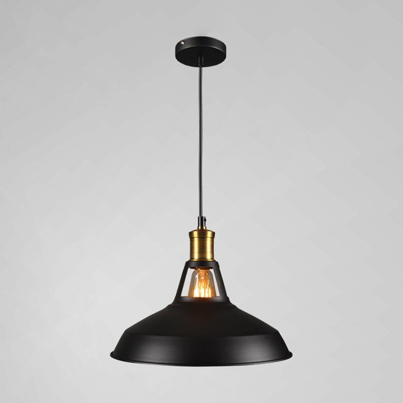 Shaded Restaurant Pendant Lighting Fixture Industrial Style Metal Hanging Light Kit Black 9" Clearhalo 'Art Deco Pendants' 'Black' 'Cast Iron' 'Ceiling Lights' 'Ceramic' 'Crystal' 'Industrial Pendants' 'Industrial' 'Metal' 'Middle Century Pendants' 'Pendant Lights' 'Pendants' 'Rustic Pendants' 'Tiffany' Lighting' 2552946