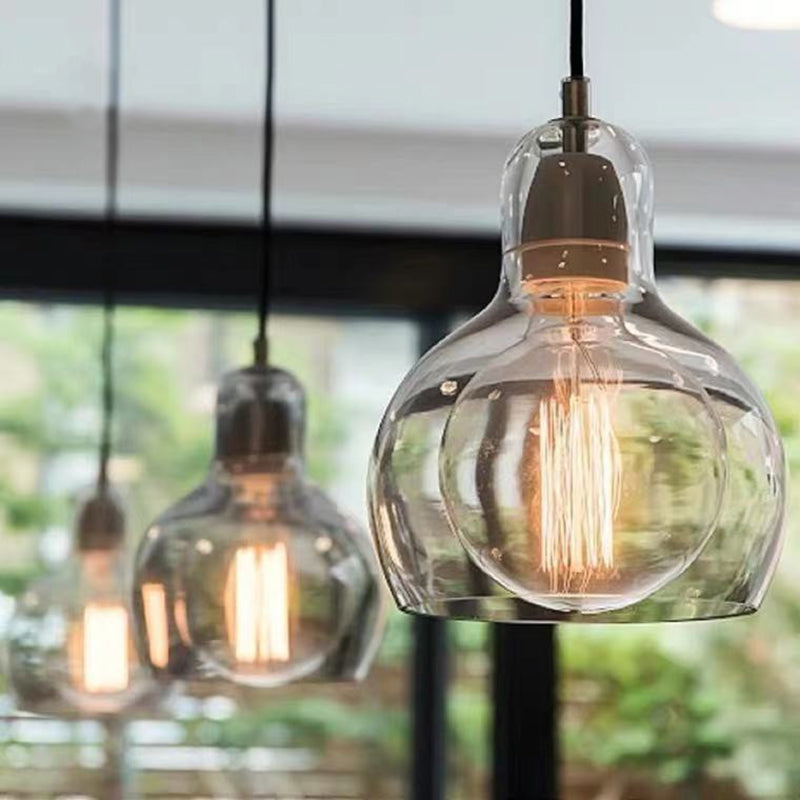 1 Light Pendant Lighting Fixtures Contemporary Gourd Glass Hanging Lights for Lounge Clearhalo 'Ceiling Lights' 'Chandeliers' 'Glass shade' 'Glass' 'Modern Pendants' 'Modern' 'Pendant Lights' 'Pendants' Lighting' 2552985