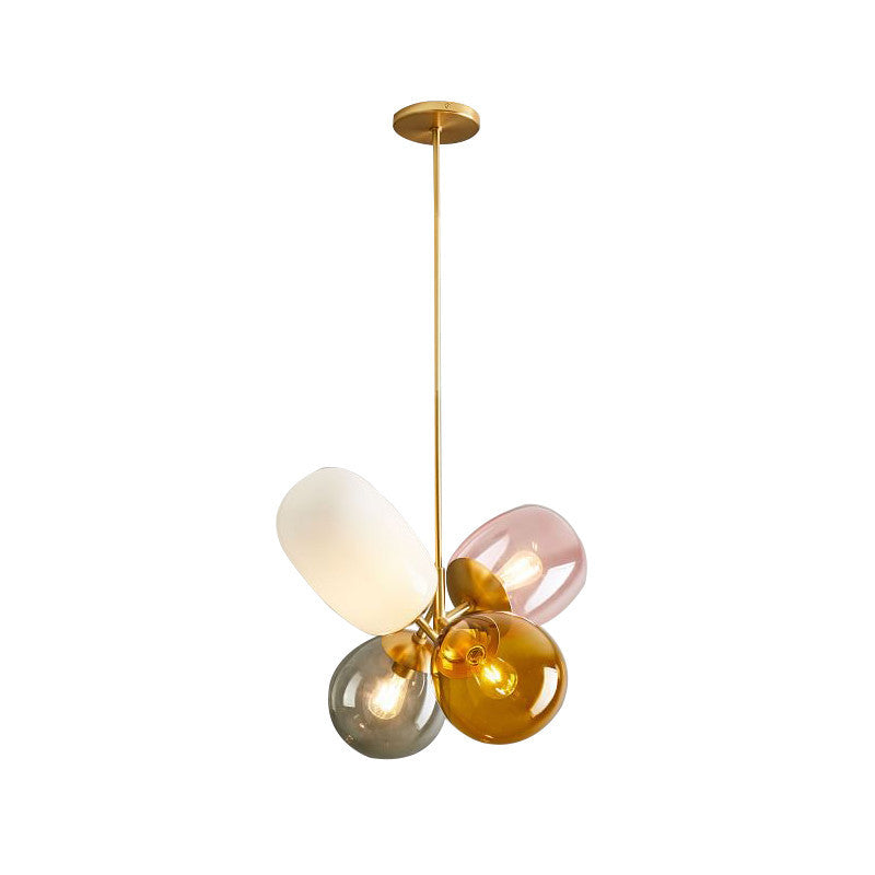 Multi-Color 4 Light Hanging Chandelier Modern Designer Glass Multiple Elliptical Pendant Lighting Clearhalo 'Ceiling Lights' 'Chandeliers' 'Glass shade' 'Glass' 'Modern Chandeliers' 'Modern' 'Pendant Lights' Lighting' 2553003