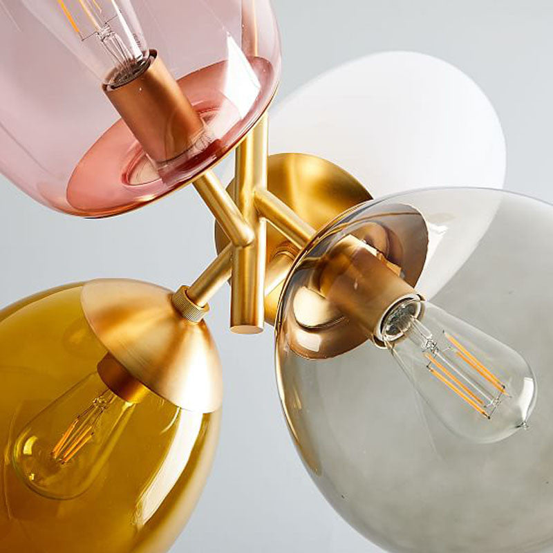 Multi-Color 4 Light Hanging Chandelier Modern Designer Glass Multiple Elliptical Pendant Lighting Clearhalo 'Ceiling Lights' 'Chandeliers' 'Glass shade' 'Glass' 'Modern Chandeliers' 'Modern' 'Pendant Lights' Lighting' 2553006