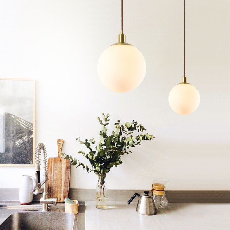 Gold 1 Light Pendant Lighting Fixtures Contemporary Glass Spherical Hanging Lights for Bedroom Clearhalo 'Ceiling Lights' 'Glass shade' 'Glass' 'Modern Pendants' 'Modern' 'Pendant Lights' 'Pendants' Lighting' 2553012