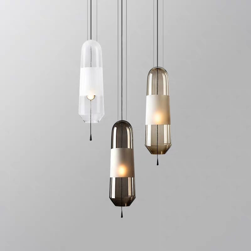1 Light Pendant Lighting Fixtures Modern Cylindrical Glass Hanging Lights for Bedroom Clearhalo 'Ceiling Lights' 'Glass shade' 'Glass' 'Modern Pendants' 'Modern' 'Pendant Lights' 'Pendants' Lighting' 2553070