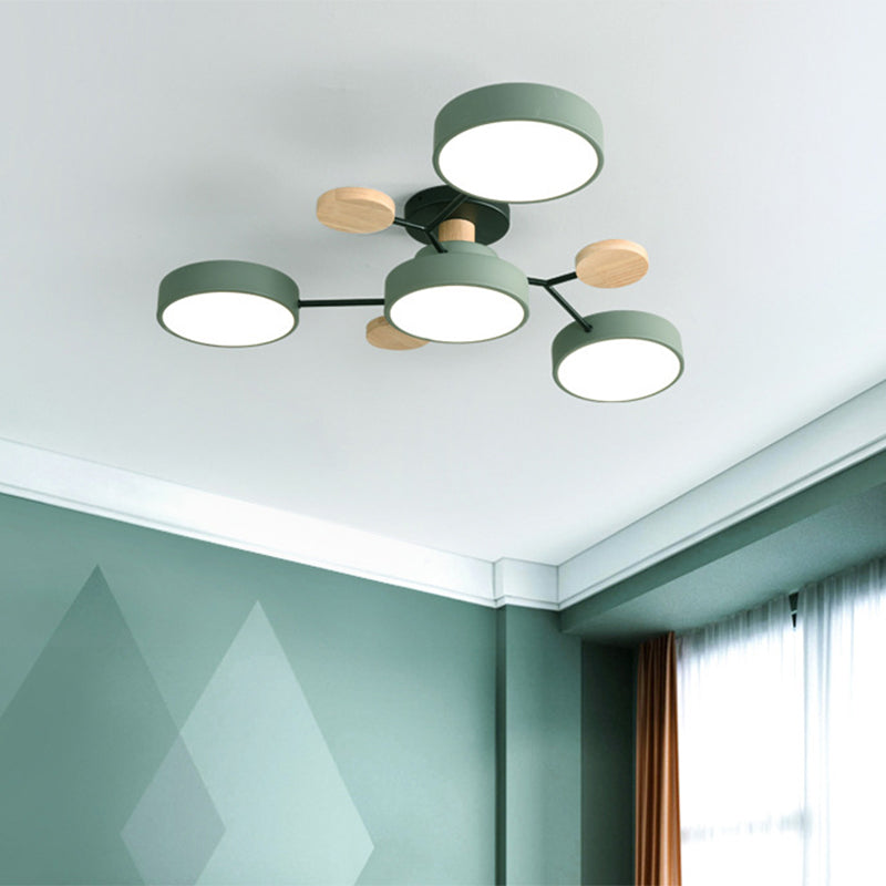 Sputnik Semi Flush Mount Light Macaron LED Acrylic Semi-Flush Mount Ceiling Fixture 4 Green Clearhalo 'Ceiling Lights' 'Close To Ceiling Lights' 'Close to ceiling' 'Semi-flushmount' Lighting' 2553236
