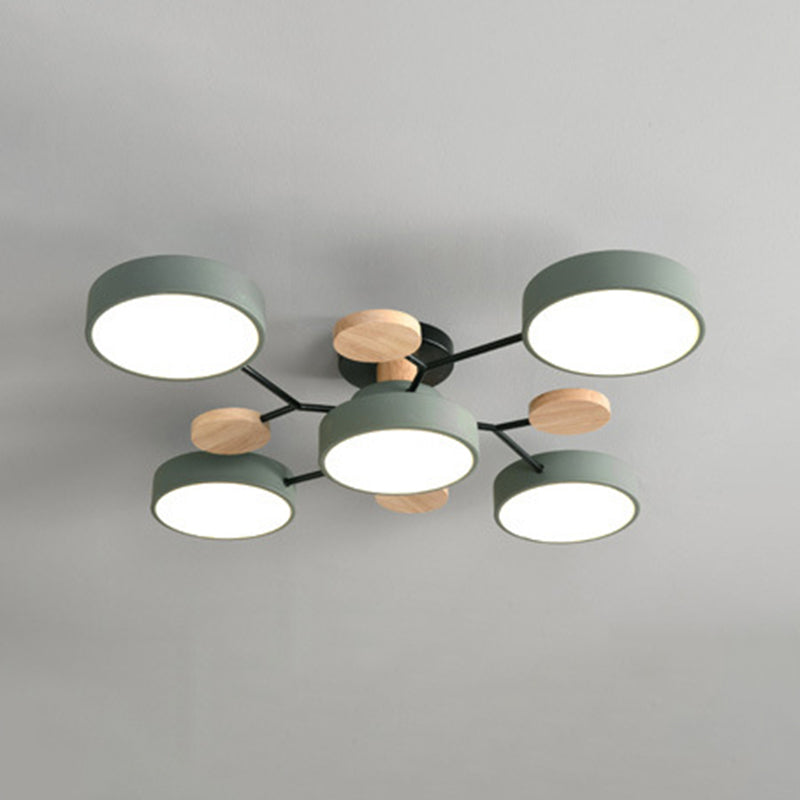 Sputnik Semi Flush Mount Light Macaron LED Acrylic Semi-Flush Mount Ceiling Fixture 5 Green Clearhalo 'Ceiling Lights' 'Close To Ceiling Lights' 'Close to ceiling' 'Semi-flushmount' Lighting' 2553237