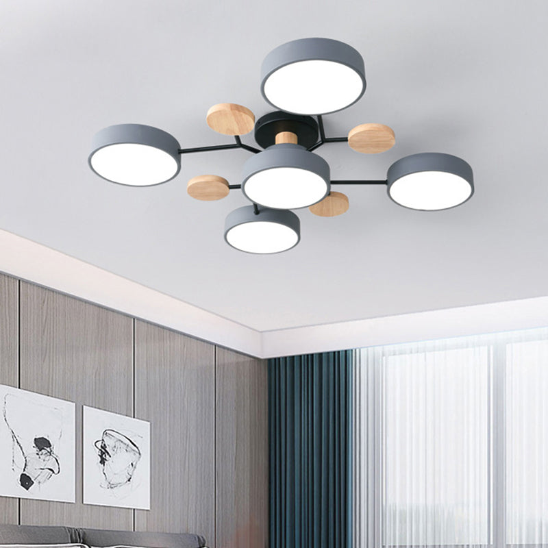 Sputnik Semi Flush Mount Light Macaron LED Acrylic Semi-Flush Mount Ceiling Fixture 5 Grey Clearhalo 'Ceiling Lights' 'Close To Ceiling Lights' 'Close to ceiling' 'Semi-flushmount' Lighting' 2553239