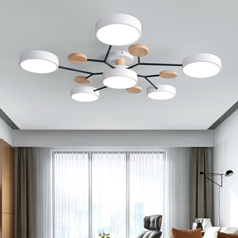 Sputnik Semi Flush Mount Light Macaron LED Acrylic Semi-Flush Mount Ceiling Fixture 6 White Clearhalo 'Ceiling Lights' 'Close To Ceiling Lights' 'Close to ceiling' 'Semi-flushmount' Lighting' 2553242