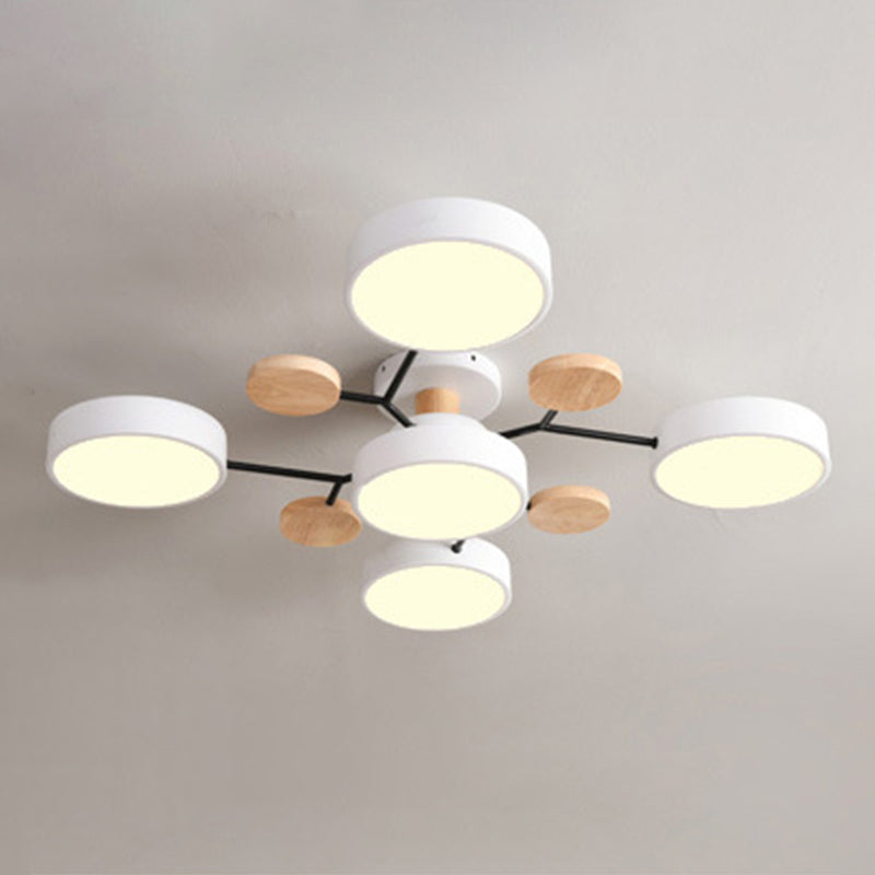 Sputnik Semi Flush Mount Light Macaron LED Acrylic Semi-Flush Mount Ceiling Fixture 5 White Clearhalo 'Ceiling Lights' 'Close To Ceiling Lights' 'Close to ceiling' 'Semi-flushmount' Lighting' 2553246